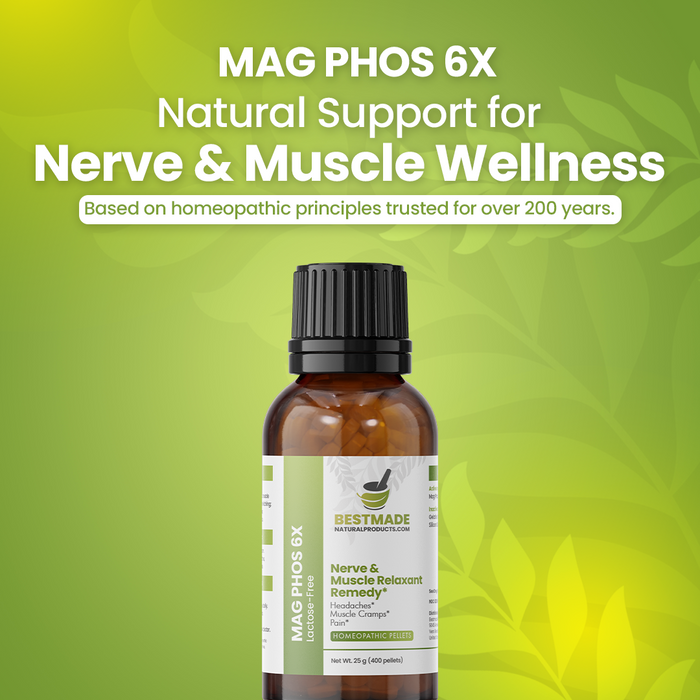 Mag Phos 6x (Magnesia Phosphorica) Vegan & Lactose-free Cell Salt - Nerve & Muscle Relaxant Natural Remedy | 400 Pellets