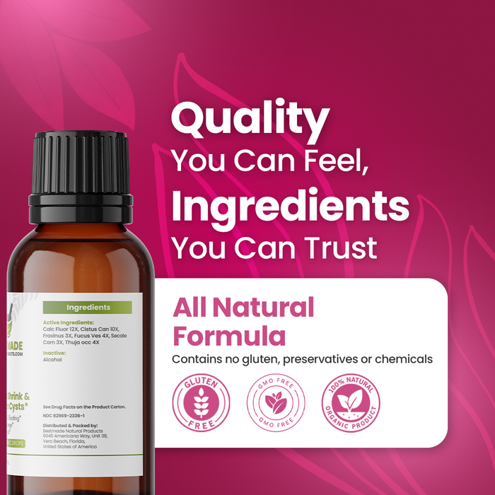 Fibroid Shrink & Ovarian Cysts Remedy (BM36) - Balance Estrogen Levels and Prevent Regrowth, Support for Menstrual Pain and Painful Intercourse | Homeopathic Combination Formula, 30mL Drops